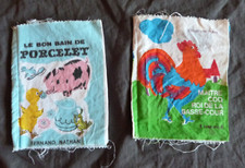2 livres en tissu "Le Bon Bain de Porcelet" (F. Nathan) + "Maître Coq" / Vintage