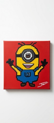 Minion pixel acrylique - "minion, pixel",