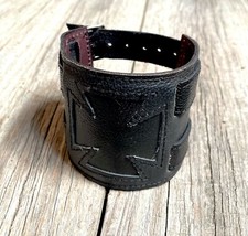 Bracelet En Cuir Avec Croix De Fer Pour Poignet Protecteur Schwartz Biker