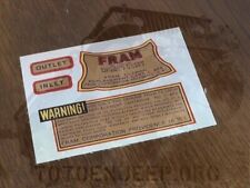 DECALCOMANIE POSE A L EAU FILTRE A  HUILE JEEP M38 SET  us ww2 . jeep