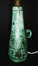 Pied de lampe en céramique verte signé Jaques Blin