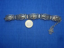 B24 Joli Bracelet Metal Argenté Turc Main Fatma Arabe Lot Bijou Ancien Ethnique