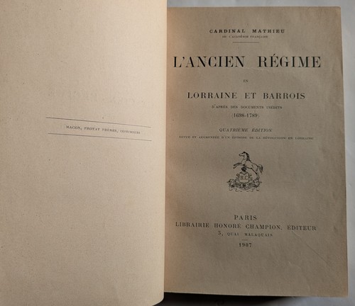 Ancien régime lorraine - rÉgime, en