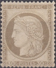 1872 Ceres 30c brun certifié UZAN Y&T 56 neuf** MNH cote 1650€ cv $1,900