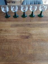 5 verres à pieds vert Roemer 14cl taillés à vin blanc alsacien vintage années 70