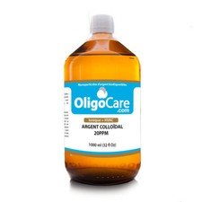 Argent Colloïdal 100% Naturel 20 PPM 1000mL - Bouteille en verre + verre doseur