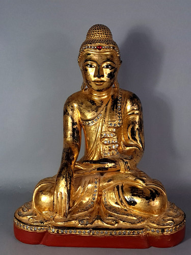 Bouddha bois doré sur - , laque