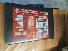 Neuve, mallette de coutellerie professionnelle 24 pièces, acier inox