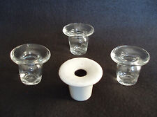 ANCIENS  ENCRIERS PUPITRE D'ECOLIER en PORCELAINE BLANCHE et Verre "T.Y. PARIS"