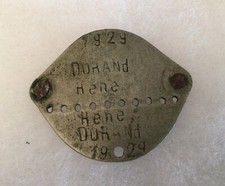 PLAQUE D IDENTITE de SOLDAT modèle 1918 datée de 1929