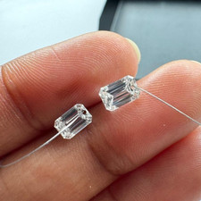 Diamant percé en vrac cultivé en laboratoire taille émeraude de 0,50 ct belle...