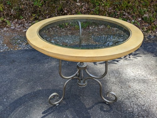 Scrolled iron pedestal base - iron,