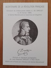 Document philatélique 1er jour BICENTENAIRE DE LA RÉVOLUTION - DROUET J.B - 1989