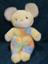 doudou peluche vintage souris pastel arc en ciel NOUNOURS  état neuf
