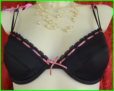 Soutien Gorge MIRIALE Noir avec des Lacet Rose Taille 90B au 100D   AA20