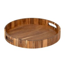 Plateau de Service Rond en Bois "Acacia" 35cm Marron