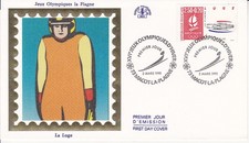 Enveloppe 1er jour Jeux Olympiques La Luge 1991 Soie CEF