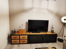 Meuble tv design industriel 8 tiroirs