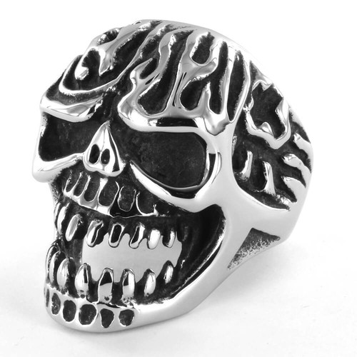 Bague acier cracked head - acier,
