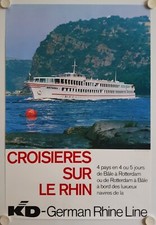 Affiche CROISIERES SUR LE RHIN - KD German Rhine Line Années '60