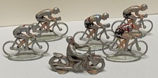 ALUDO FIGURINE 05 CYCLISTES DU TOUR DE FRANCE ET UNE MOTO Aluminium peint