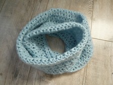 ECHARPE AU CROCHET N°6 EN LAINE+ ACRYLIQUE- SNOOD - FAIT MAIN - Dim: 32 x 155 cm