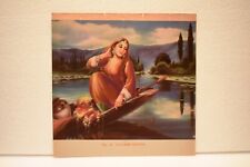 Vintage Lithographie Imprimé Cachemire Kanya Fille Calendrier Art Peinture Par B