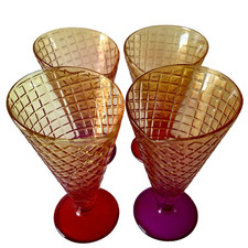 4 Coupes à glaces forme cornet vintage Made in Italy Bormioli Rocco Ice Cream