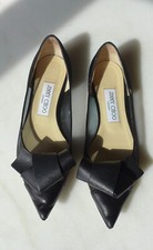 Jimmy Choo flat Pointed ballerinas with big Bow size 37,5 Black Leather and mesh