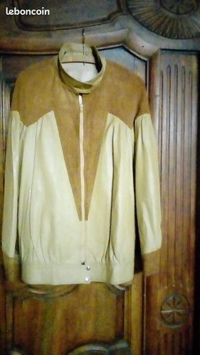 Blouson cuir avec empiecement - blouson,