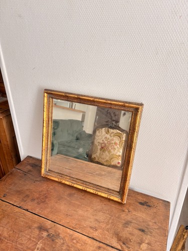 Miroir carré bois doré - miroir,