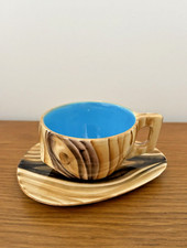 TASSE ET SOUCOUPE CÉRAMIQUE GRANDJEAN JOURDAN CÉRAMIQUE FAÇON BOIS 