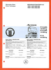 MERCEDES TRUCKS / ACTROS / TRACTEUR 4X2 / TYPE 1840 LSE -LSN / FICHE TECHNIQUE