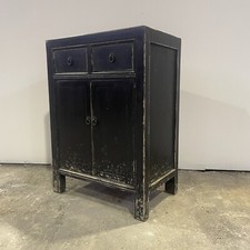 Buffet Meuble Commode Patiné Noir En Bois Peint