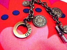 KENZO BRACELET LOURD MEDAILLONS BAROQUE ARGENT ANTIQUE 