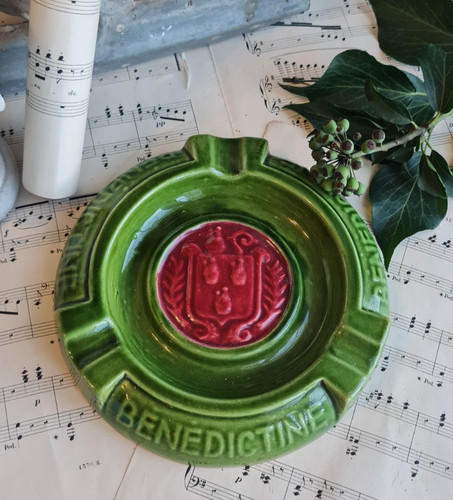 Ancien cendrier faience verte - ancien,
