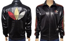 Adidas track jacket Chile 62 Black Red Shiny Big Logo Rétro Vintage Size M 