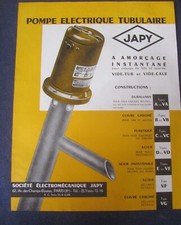 ANCIENNE BROCHURE POMPE ELECTRIQUE TUBULAIRE JAPY