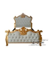 Lit Une Place Et Demie Baroque En Écaille Ou Velours Bois Or Ou Argent Tout Type