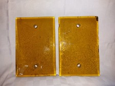 Paire de poignée de porte en verre ambrés de magasin vintage