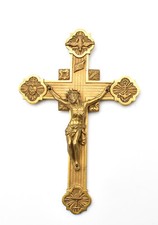 Croix Camargue ? Christ crucifix bronze doré religion christianisme INRI