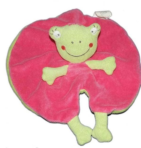 Doudou plat rond grenouille