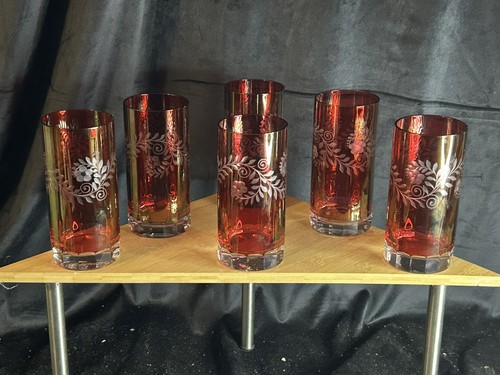 Verres cristal bohème rouge - bohème,