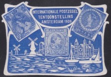 VIGNETTE PAYS-BAS EXPOSITION PHILATELIQUE 1909 AMSTERDAM NEDERLAND CINDERELLA