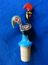 Bouchon de bouteille décoratif  faience émaillé  Coq portugais Portugal
