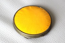 poudrier miroir de sac vintage ancien - avec houpette - laiton - 7 cm- Bon état