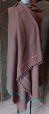 Châle en laine peignée marron clair 200 cm X 100 cm plaid couverture