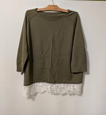 Pull fin vert kaki dentelle