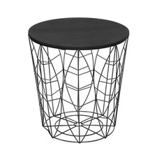 Table à Café En Métal Noir Et Plateau En Bois H 41 Cm