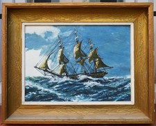 tableau : voilier trois mats en mer